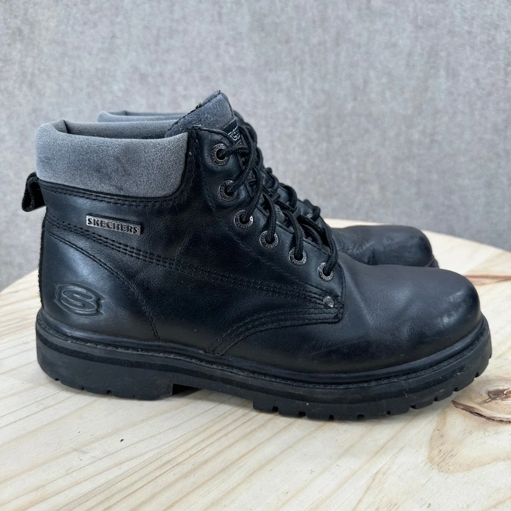 Skechers Tom Cats Bully 6606 Mens 10.5 Black Vintage Y2K Chunky Leather Boots